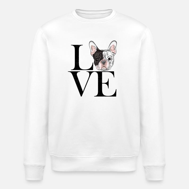 franz Bulldogge black - Stanley/Stella ROLLER Unisex Organic Sweatshirt - white
