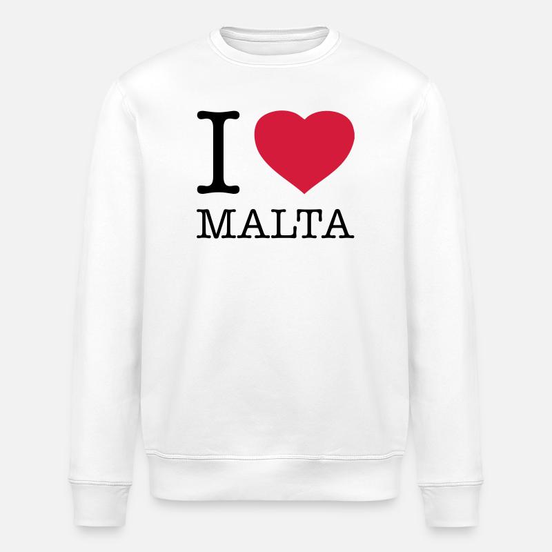 I LOVE MALTA - Stanley/Stella Unisex Bio-Sweatshirt ROLLER - Weiß