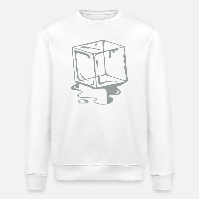un cube de glace - Glaçon - Sweat bio ROLLER Stanley/Stella Unisexe - blanc