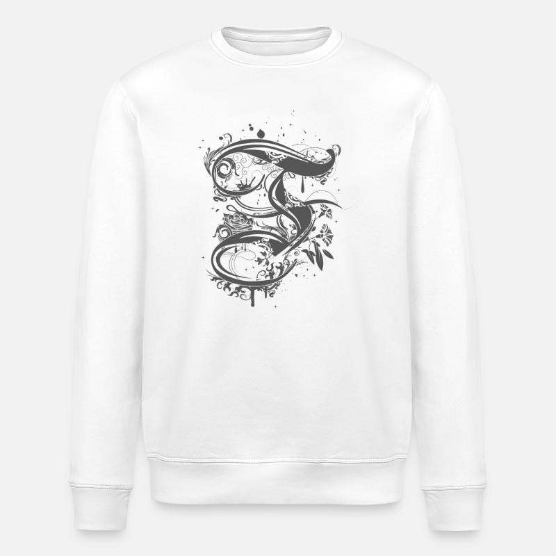 kunstvolle Kalligraphie Buchstabe F - Stanley/Stella Unisex Bio-Sweatshirt ROLLER - Weiß