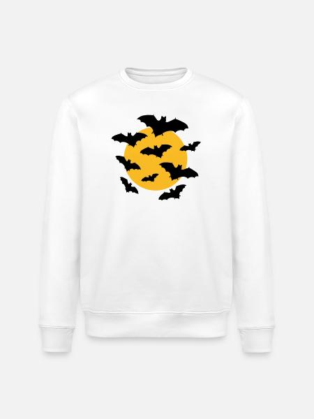Bats & Moon - Stanley/Stella ROLLER Unisex Organic Sweatshirt - white