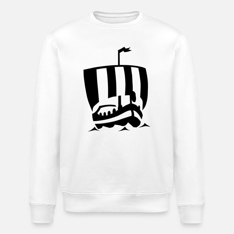 Wikinger Schiff - Stanley/Stella Unisex Bio-Sweatshirt ROLLER - Weiß