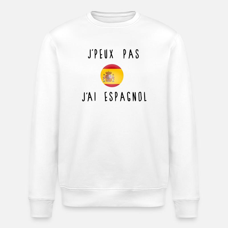 J'peux Pas J'ai Espagnol Drapeau - Sweat bio ROLLER Stanley/Stella Unisexe - blanc