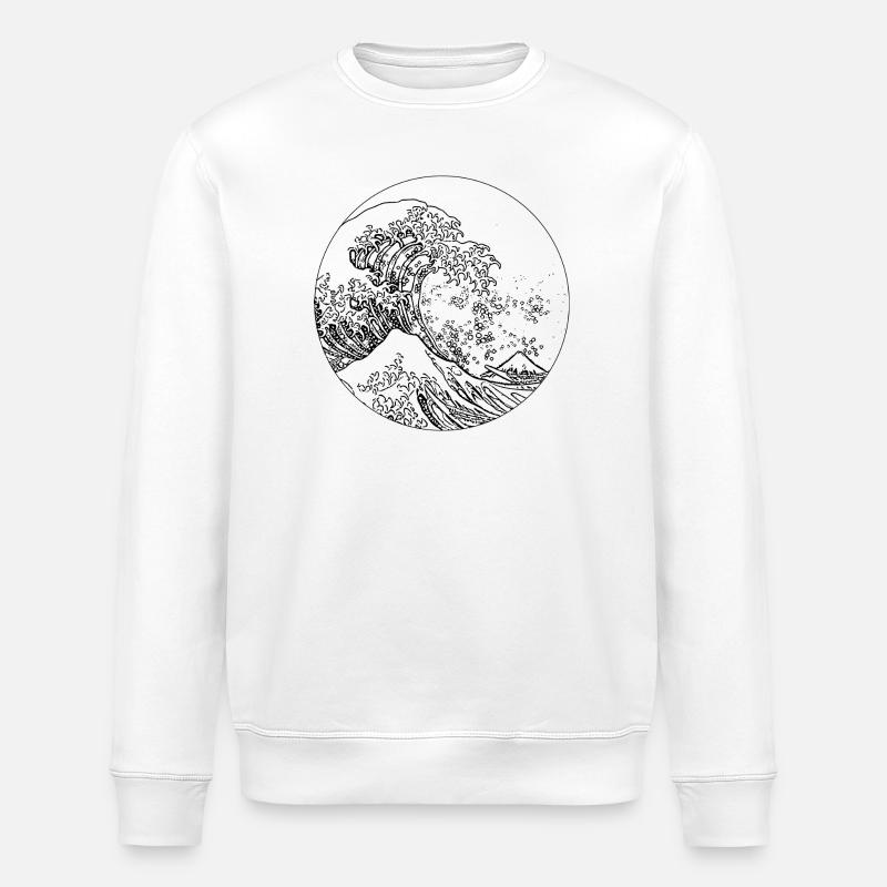 Wave in black and white - Stanley/Stella ROLLER Unisex Organic Sweatshirt - white