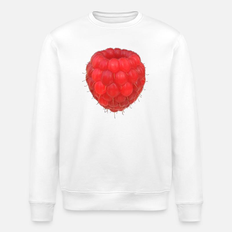 Raspberry Cluster Pattern - Stanley/Stella ROLLER Unisex Organic Sweatshirt - white