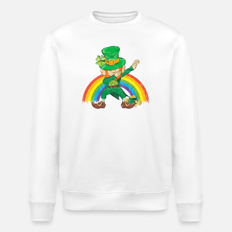 Tanzender Kobold Dabbing Regenbogen - Stanley/Stella Unisex Bio-Sweatshirt ROLLER - Weiß