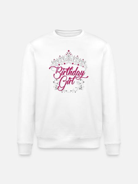 Birthday Girl Tiara Script - Stanley/Stella ROLLER Unisex Organic Sweatshirt - white