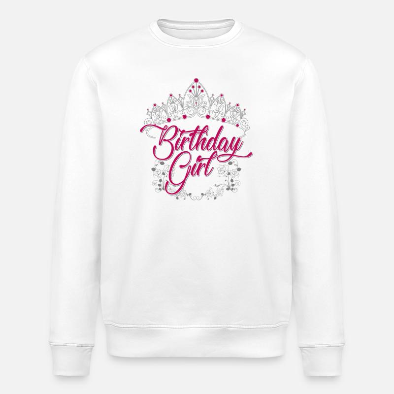 Birthday Girl Tiara Script - Stanley/Stella ROLLER Unisex Organic Sweatshirt - white