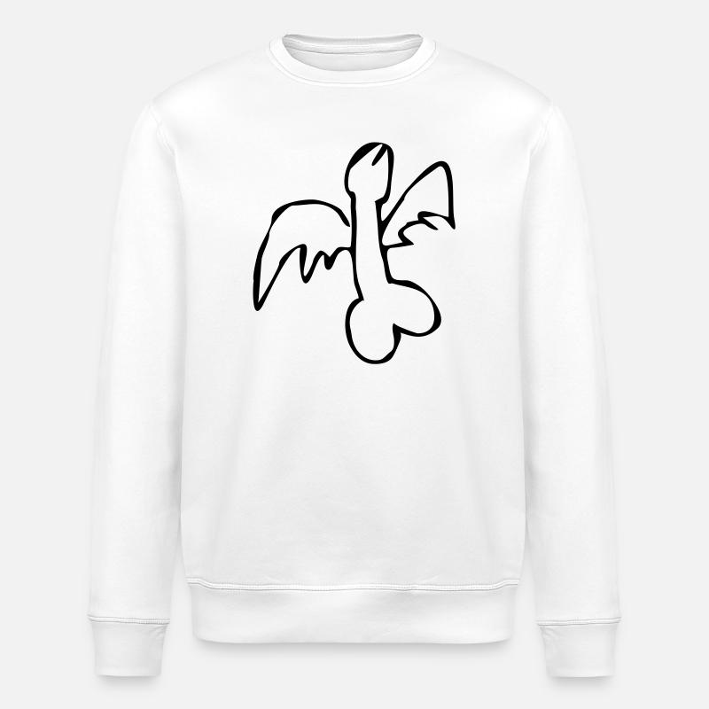 flying flying penis cock exit-shirt - Stanley/Stella ROLLER Unisex Organic Sweatshirt - white