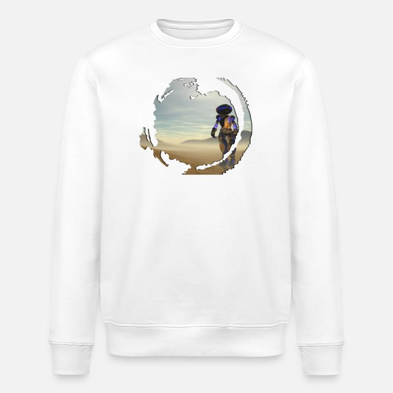 robot dessert - Stanley/Stella Unisex Bio-Sweatshirt ROLLER - Weiß