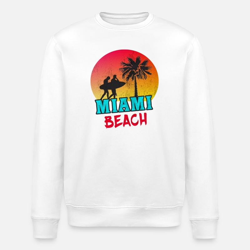 Miami Beach / Retro / Geschenk / USA - Stanley/Stella Unisex Bio-Sweatshirt ROLLER - Weiß