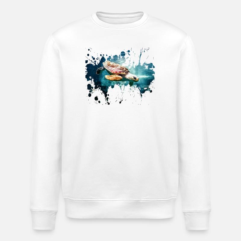 Turtle splash - Stanley/Stella ROLLER Unisex Organic Sweatshirt - white