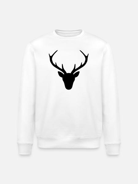 Deer antler silhouette hunting hunter gift - Stanley/Stella ROLLER Unisex Organic Sweatshirt - white