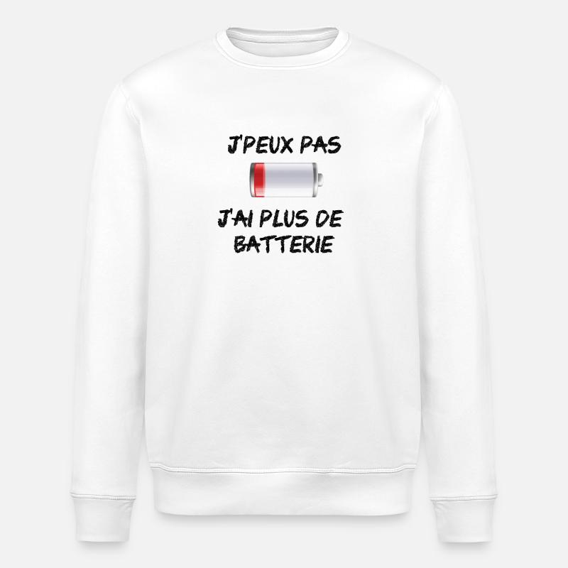 J'peux pas j'ai plus de batterie - Sweat bio ROLLER Stanley/Stella Unisexe - blanc