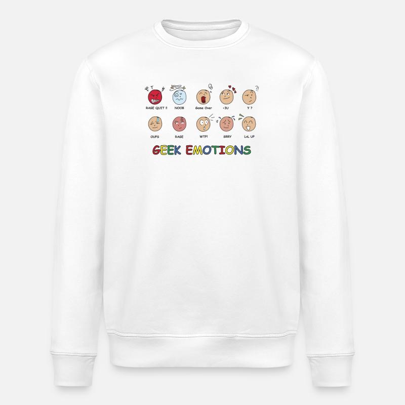 GEEK EMOTIONS - SCHWARZER TEXT - Stanley/Stella Unisex Bio-Sweatshirt ROLLER - Weiß