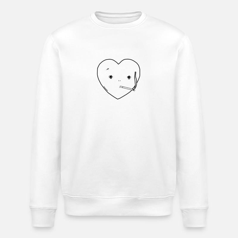 Rauchen Zigarette Herz Liebe - Stanley/Stella Unisex Bio-Sweatshirt ROLLER - Weiß