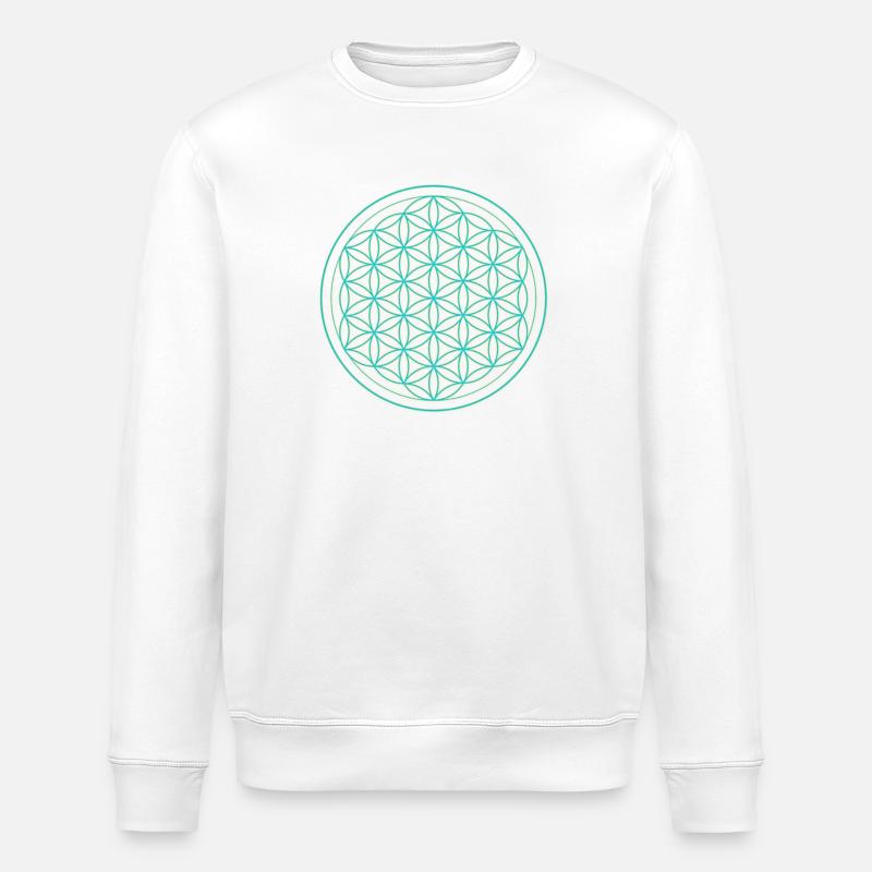 Blume des Lebens Neon Muster - Stanley/Stella Unisex Bio-Sweatshirt ROLLER - Weiß