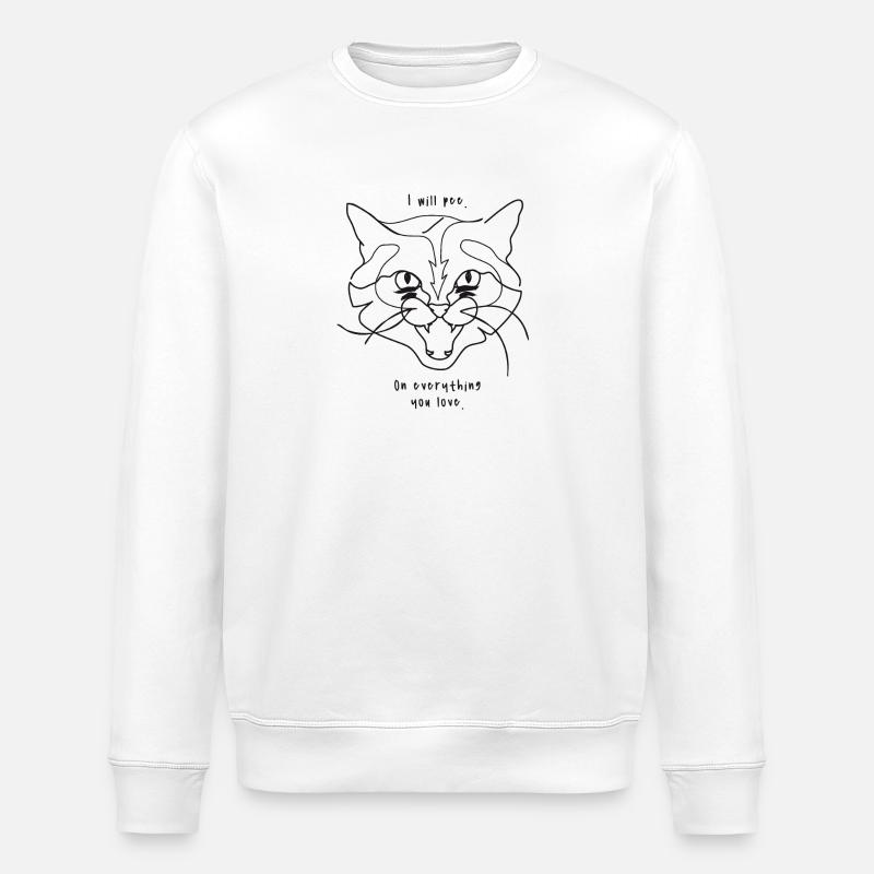 Katzen Meme - Pee - Stanley/Stella Unisex Bio-Sweatshirt ROLLER - Weiß