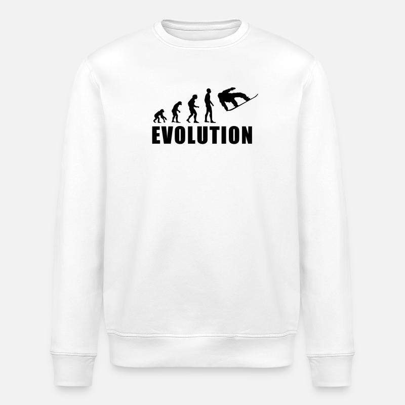 EVOLUTION SNOWBOARD Snow Winter Gift - Stanley/Stella ROLLER Unisex Organic Sweatshirt - white