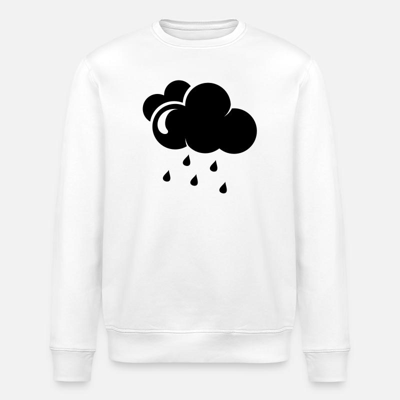Cloud with rain drops - Stanley/Stella ROLLER Unisex Organic Sweatshirt - white