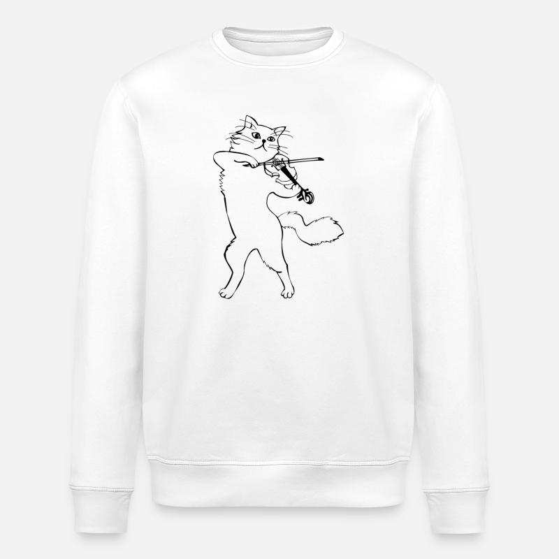 Chat avec violon - Sweat bio ROLLER Stanley/Stella Unisexe - blanc