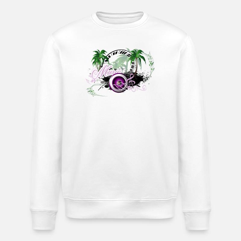 Haut-parleur de musique avec des palmiers - Sweat bio ROLLER Stanley/Stella Unisexe - blanc