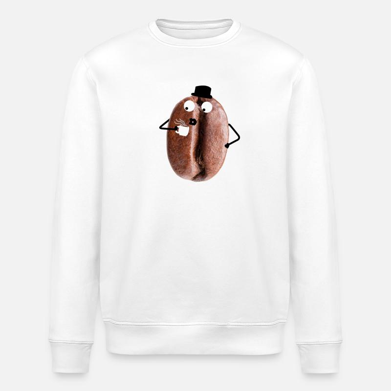 Grain de café avec visage - Sweat bio ROLLER Stanley/Stella Unisexe - blanc