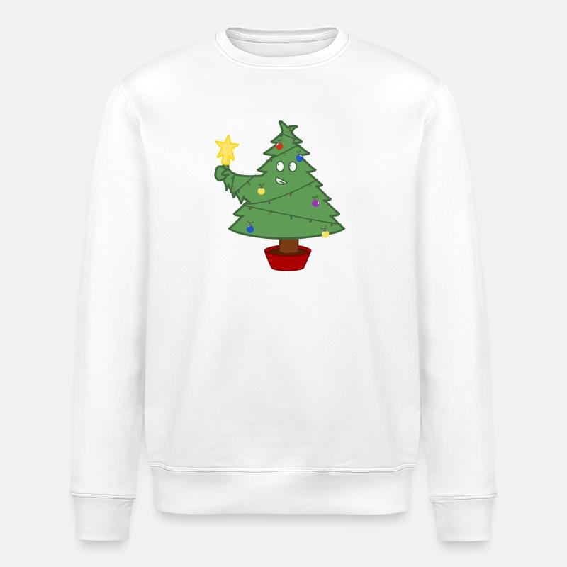 Lächelnder Weihnachtsbaum mit Lichtern - Stanley/Stella Unisex Bio-Sweatshirt ROLLER - Weiß