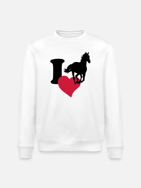 I love horses - Stanley/Stella ROLLER Unisex Organic Sweatshirt - white