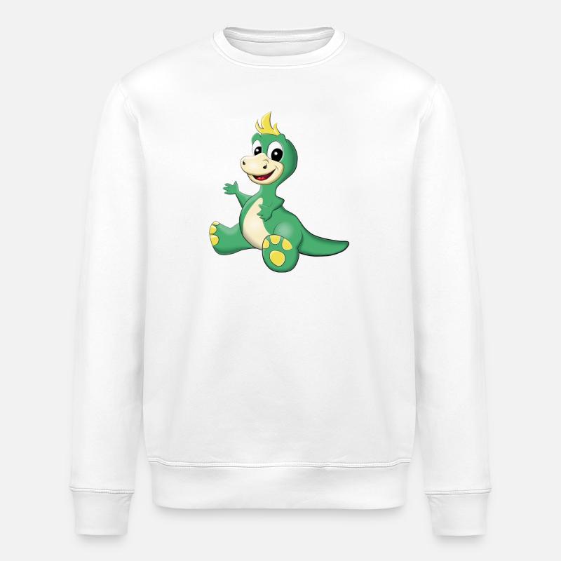 sitzender süßer Dino - Stanley/Stella Unisex Bio-Sweatshirt ROLLER - Weiß
