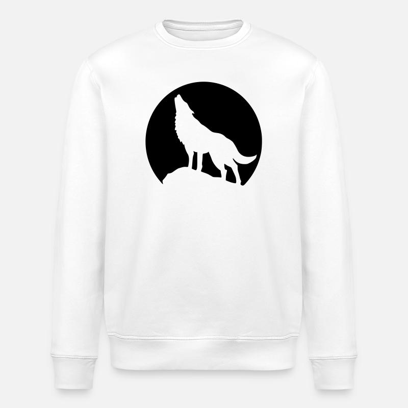 moon wolf - Stanley/Stella ROLLER Unisex Organic Sweatshirt - white