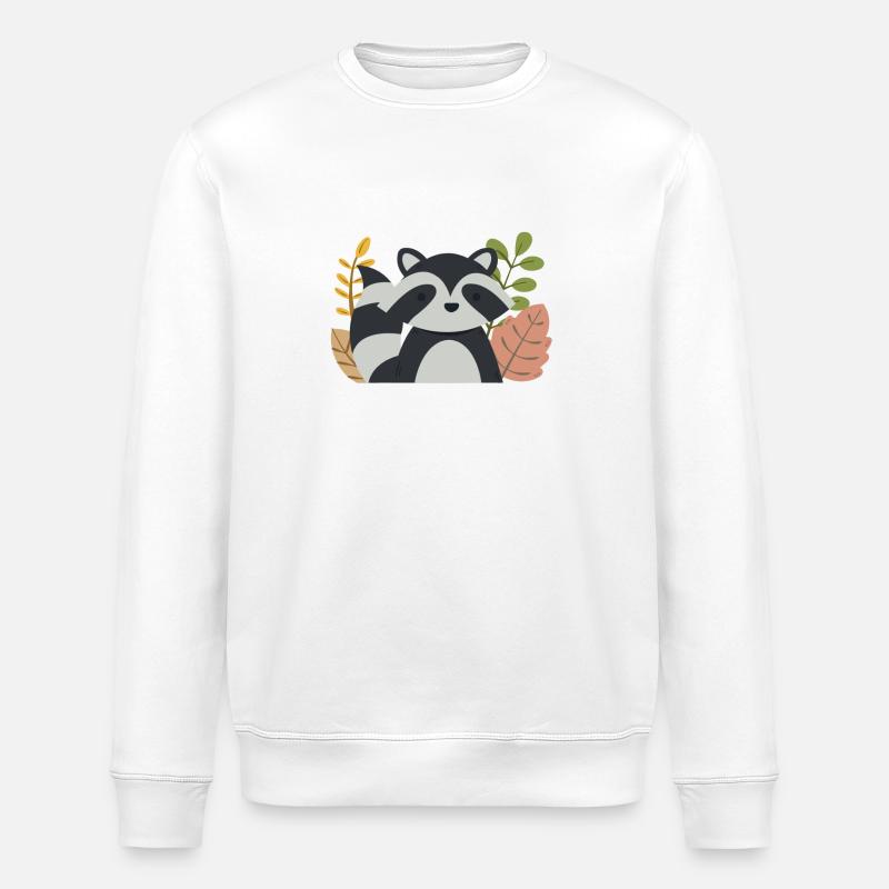 Raton laveur de Kawaii avec feuilles d’automne – Forêt mignonne - Sweat bio ROLLER Stanley/Stella Unisexe - blanc