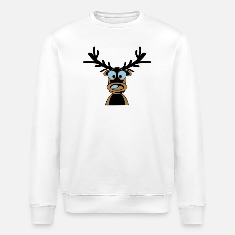 Rudolf das Rentier Cartoonmotiv - Stanley/Stella Unisex Bio-Sweatshirt ROLLER - Weiß