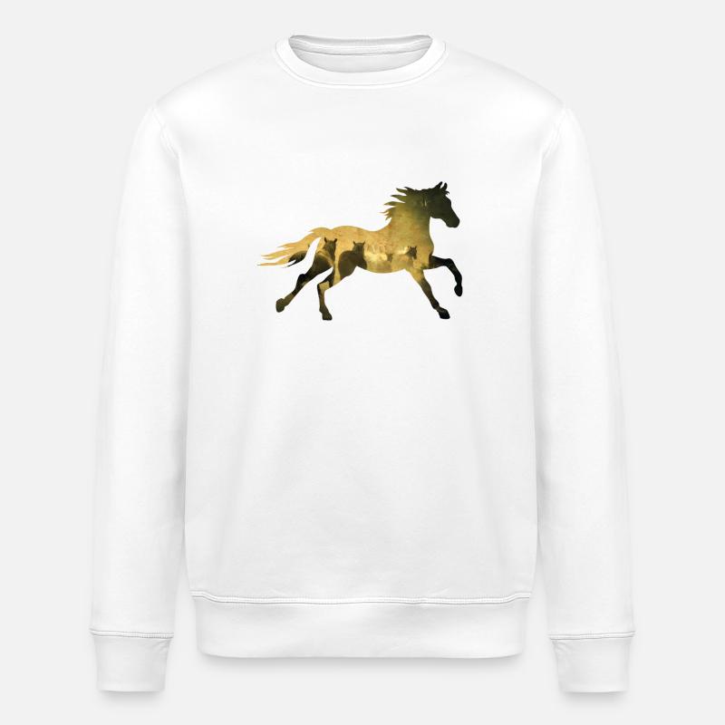 Herde im Galopp Silhouette - Stanley/Stella Unisex Bio-Sweatshirt ROLLER - Weiß