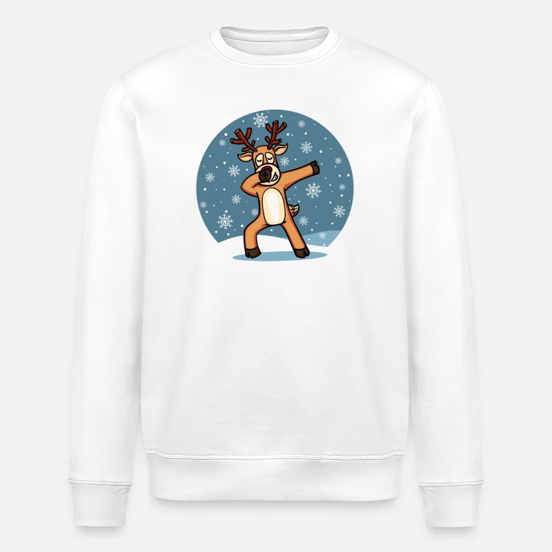 Sweet Dab Dabbing Reindeer Dancing Christmas Xmas - Stanley/Stella ROLLER Unisex Organic Sweatshirt - white