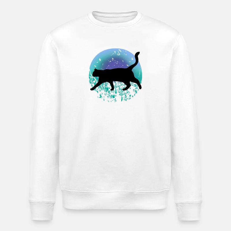 Schwarze Katze - Stanley/Stella Unisex Bio-Sweatshirt ROLLER - Weiß