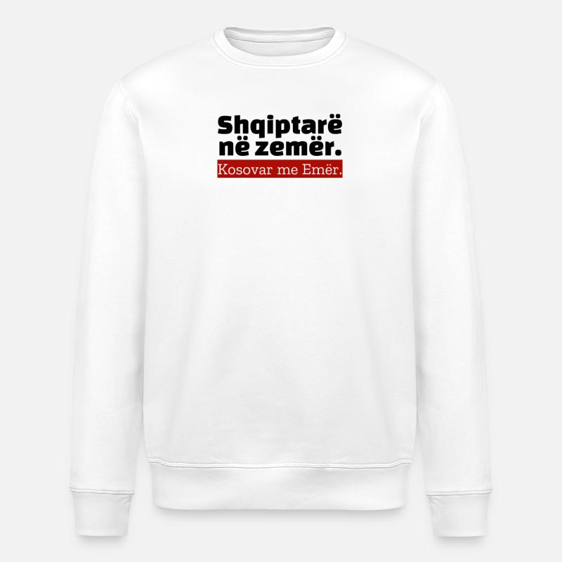 « Texte albanais » - Sweat bio ROLLER Stanley/Stella Unisexe - blanc