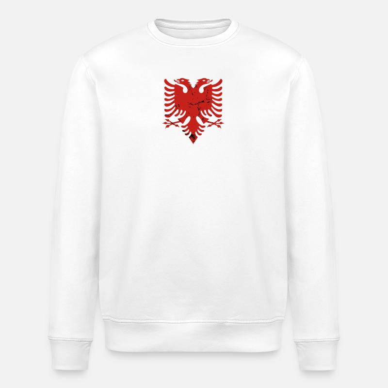 Aigle albanais « Drapeau albanais » - Sweat bio ROLLER Stanley/Stella Unisexe - blanc