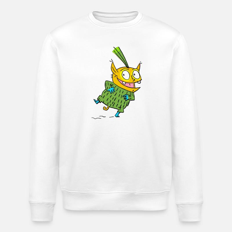 Fröhlicher Monster im Grünen Pullover - Stanley/Stella Unisex Bio-Sweatshirt ROLLER - Weiß