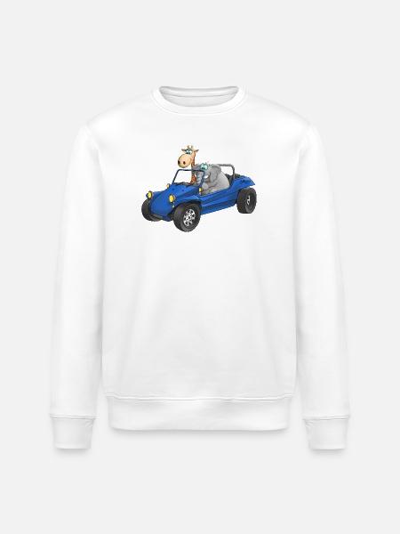 Elephant and giraffe in buggy - Stanley/Stella ROLLER Unisex Organic Sweatshirt - white