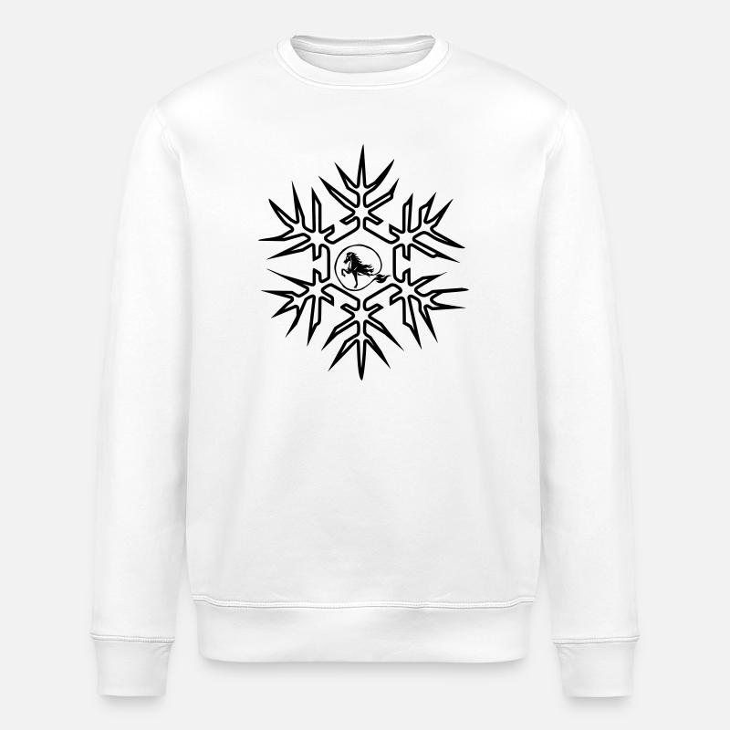 Islandpferd mit Eiskristall tolles Wintermotiv - Stanley/Stella ROLLER Unisex Organic Sweatshirt - white