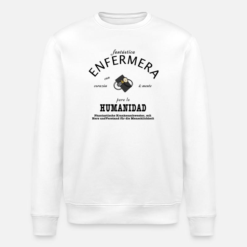Fantastic nurse Spanish/german - Stanley/Stella ROLLER Unisex Organic Sweatshirt - white