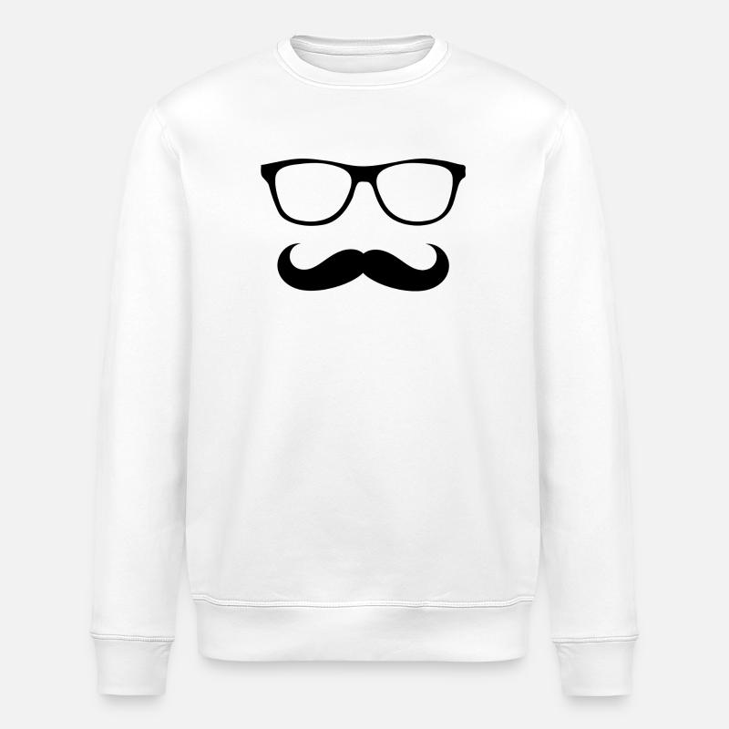 Brille und Schnurrbart - Stanley/Stella Unisex Bio-Sweatshirt ROLLER - Weiß