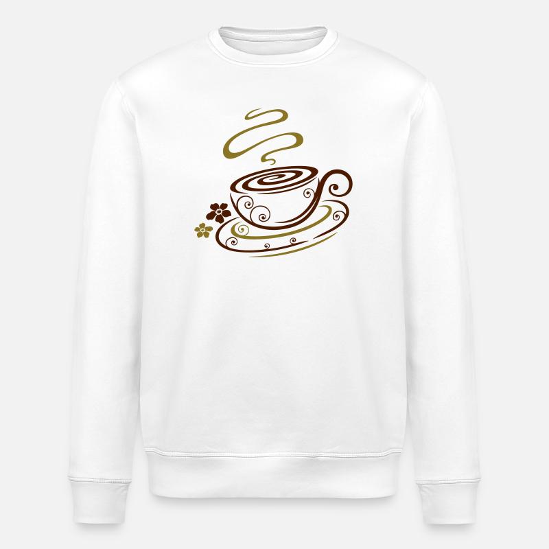 Kaffeetasse mit Kaffee und Blumen - Stanley/Stella Unisex Bio-Sweatshirt ROLLER - Weiß