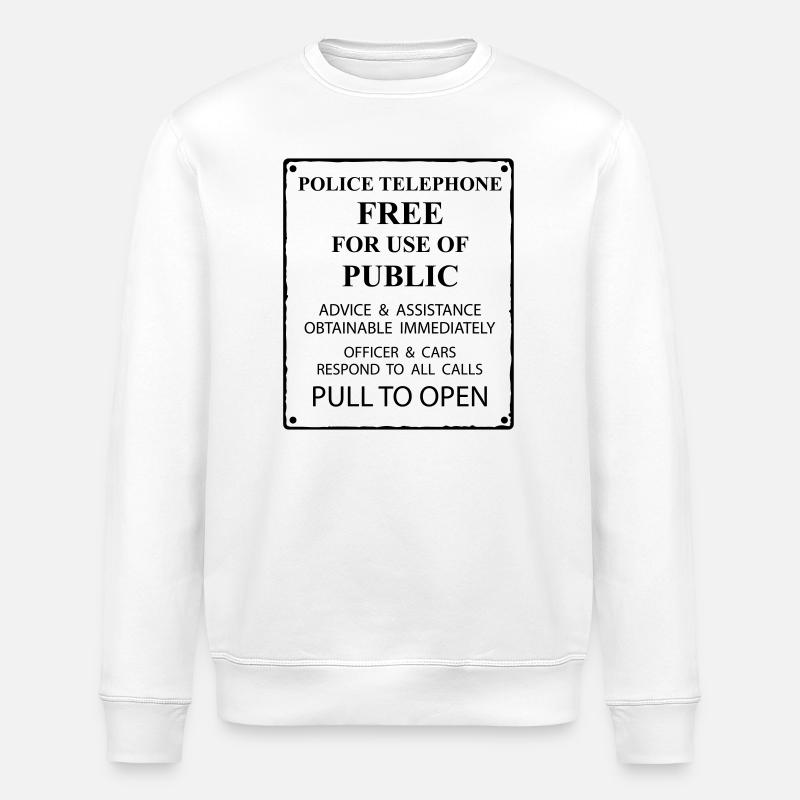 police box text - Stanley/Stella ROLLER Unisex Organic Sweatshirt - white