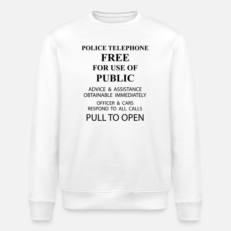 police box text - Stanley/Stella ROLLER Unisex Organic Sweatshirt - white