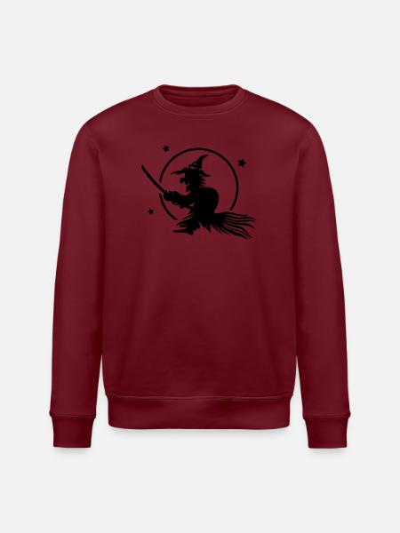 Halloween witch on a broom. Full moon time. - Stanley/Stella ROLLER Unisex Organic Sweatshirt - white