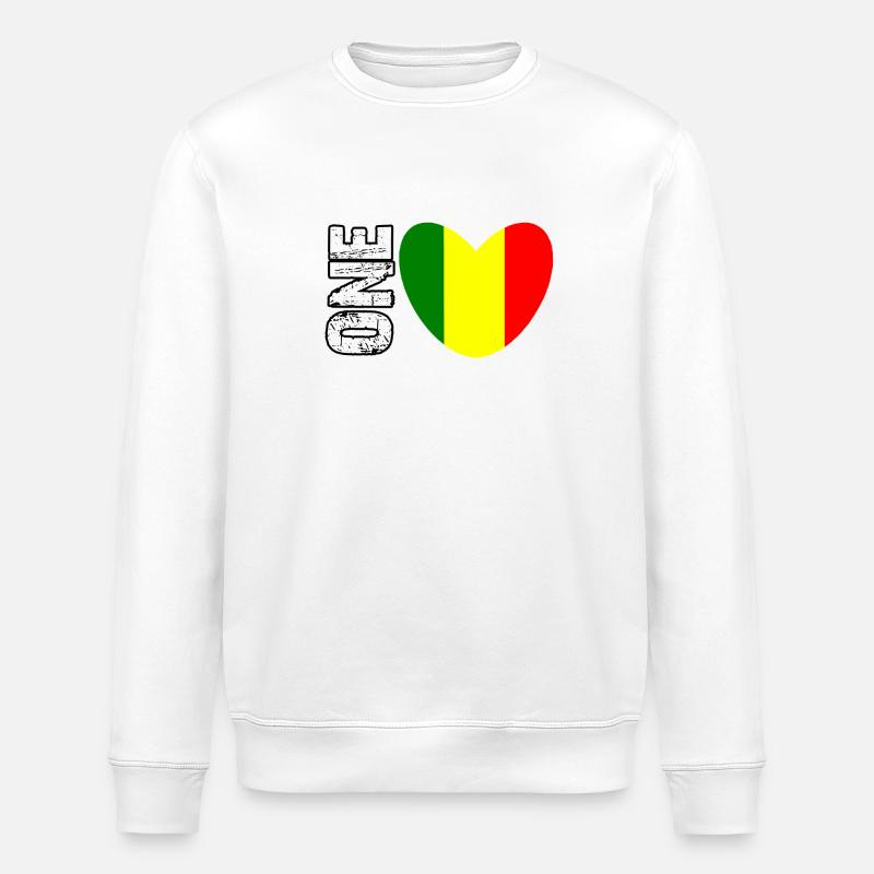 Mali Flag Heart with GONE Text - Stanley/Stella Unisex Bio-Sweatshirt ROLLER - Weiß