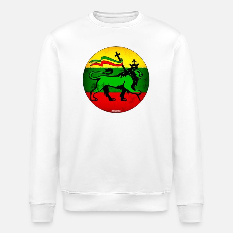 Löwe Judah Reggae Flagge - Stanley/Stella Unisex Bio-Sweatshirt ROLLER - Weiß