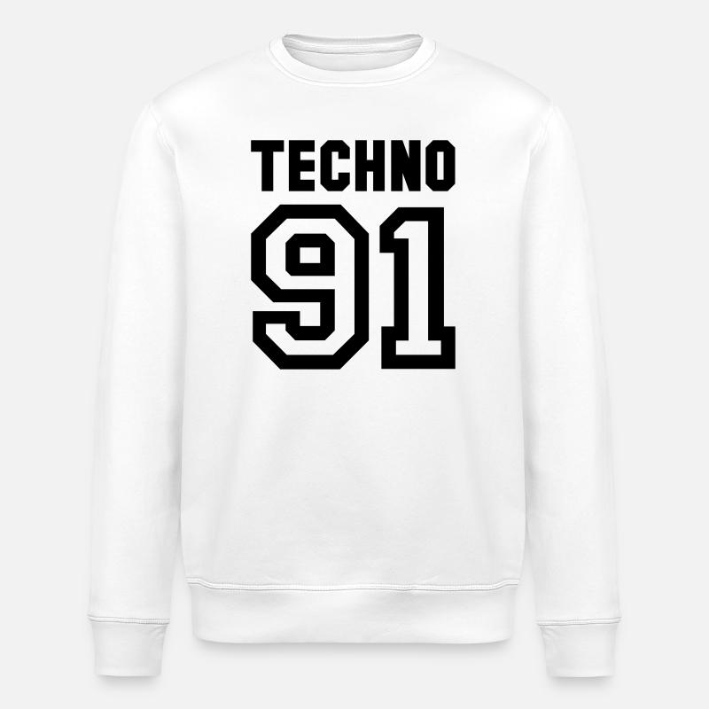 TECHNO Rave Techno 90s 90s - Sweat bio ROLLER Stanley/Stella Unisexe - blanc